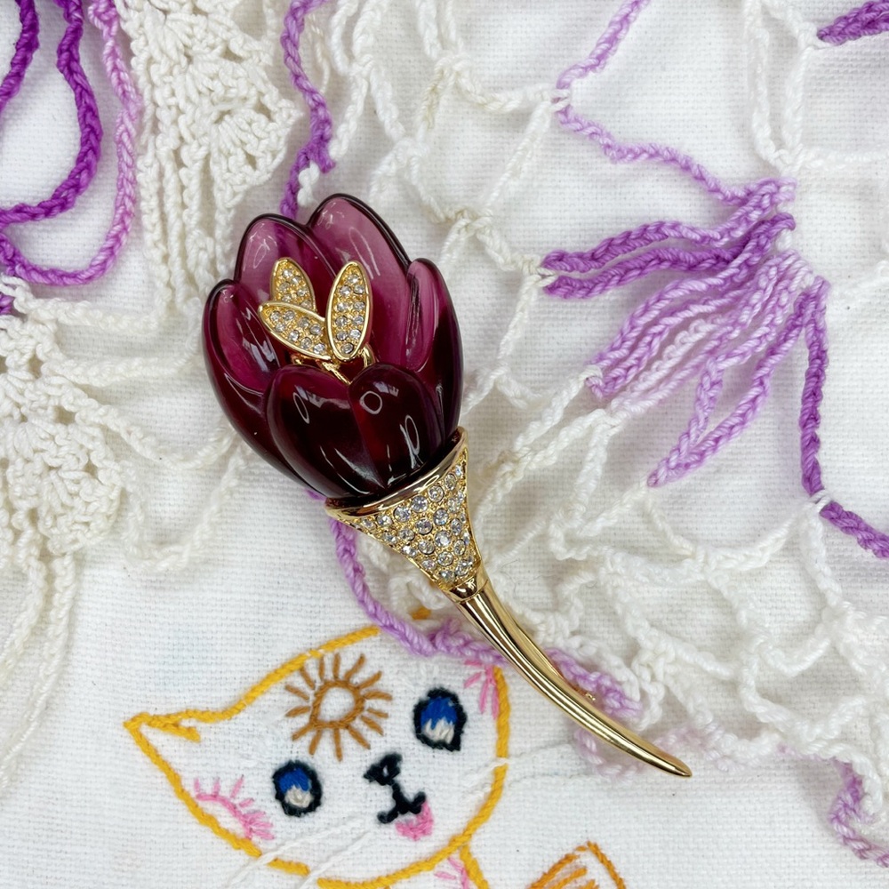 Nolan Miller Gold and Purple Cat Brooch